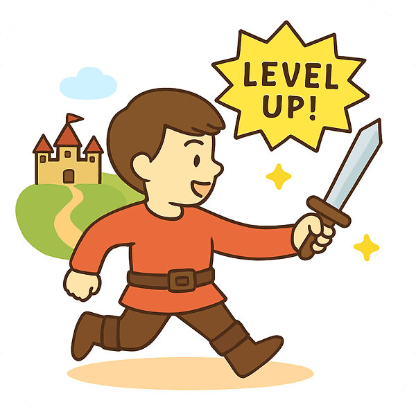 ゲーム要素で学習が続くことを表すイラスト